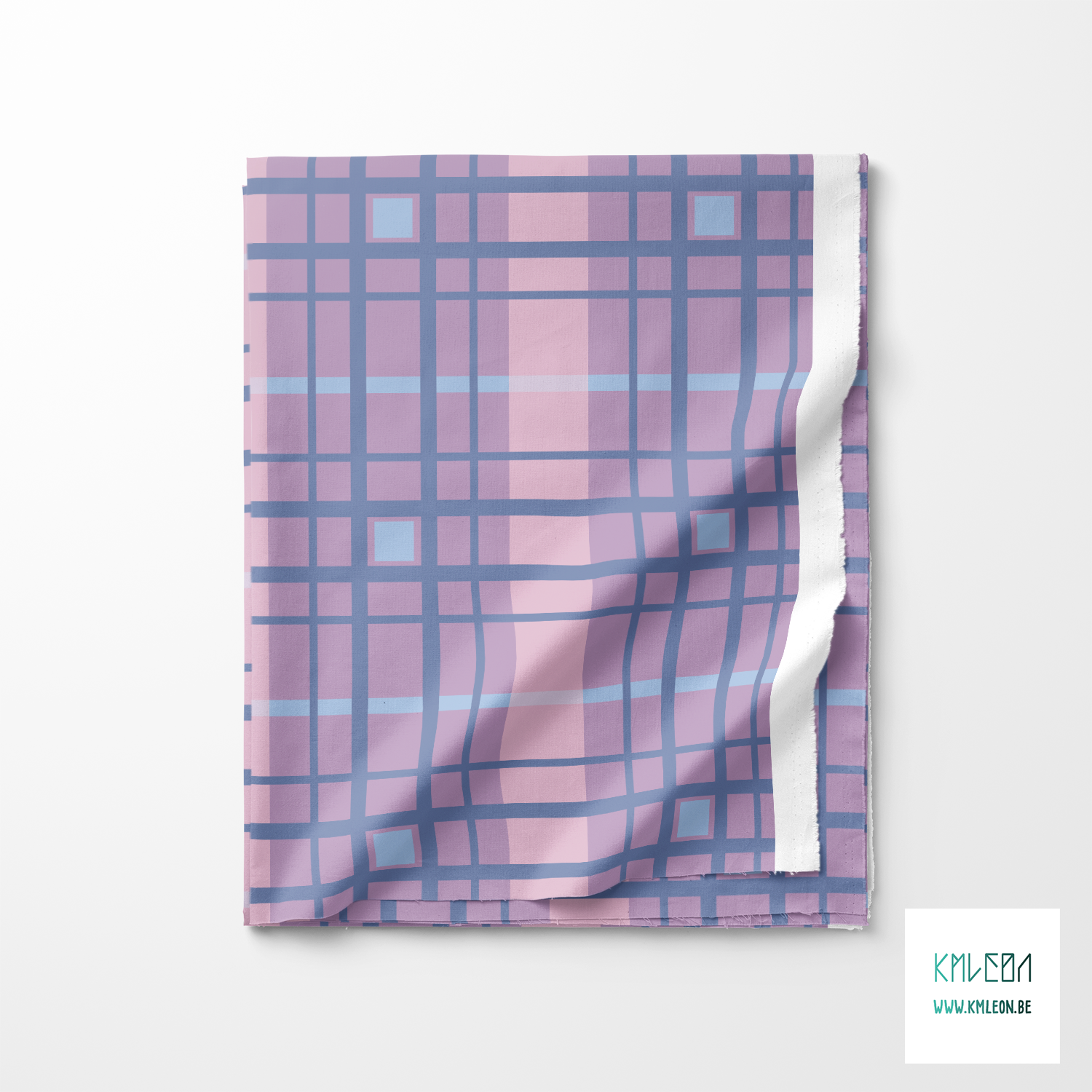 Pink and blue plaid fabric