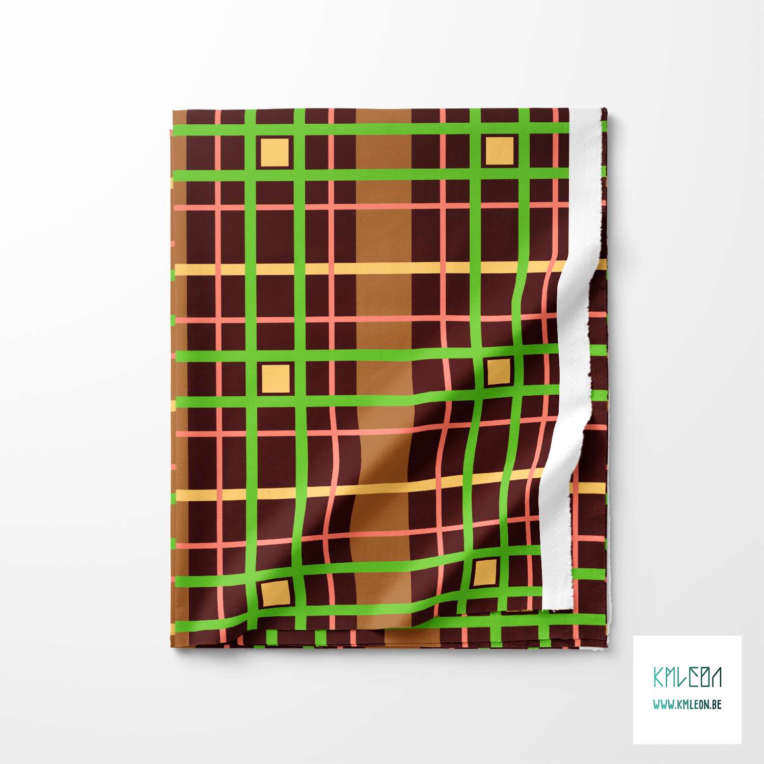 Green, pink and yellow plaid fabric