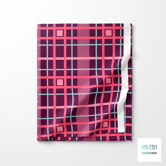 Pink and light blue plaid fabric