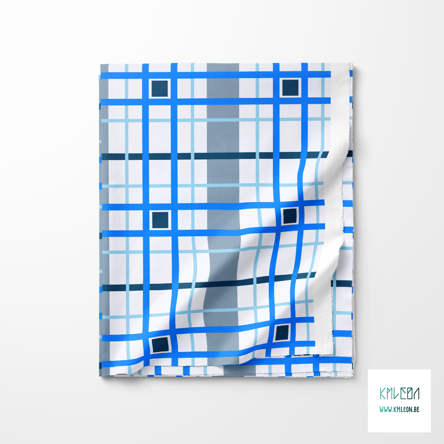 Blue and navy plaid fabric