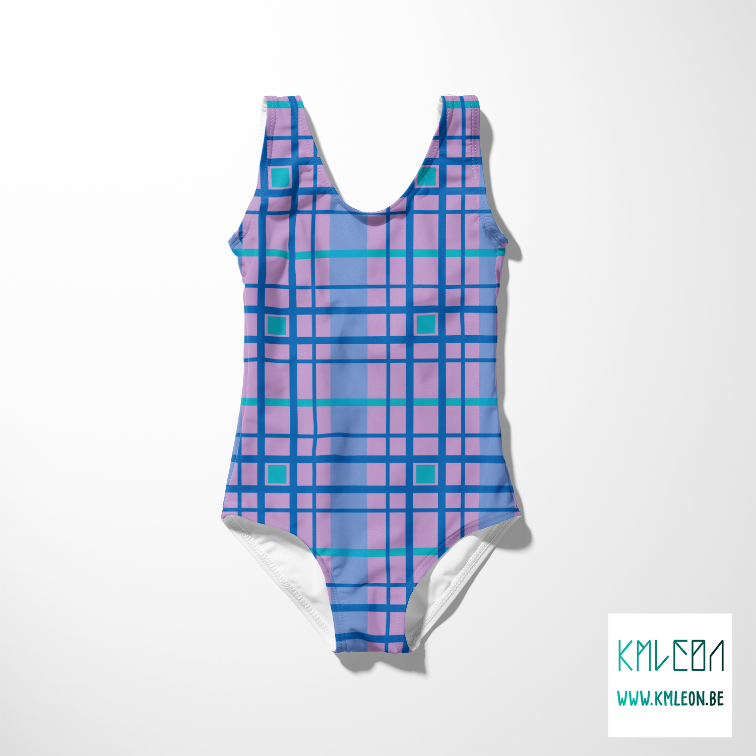 Blue and teal plaid fabric