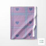 Blue plaid with blue hearts fabric