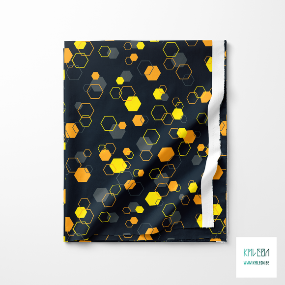 Random yellow, grey and orange octagons fabric