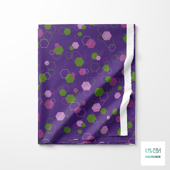 Random purple and green octagons fabric