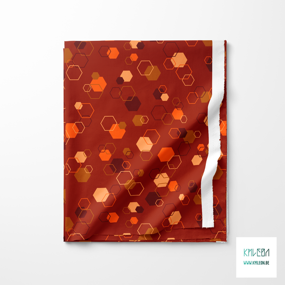 Random orange, beige and brown octagons fabric
