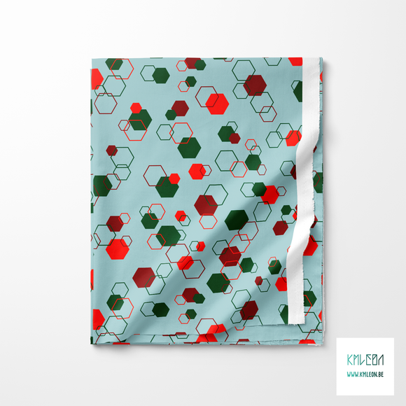 Random red and green octagons fabric