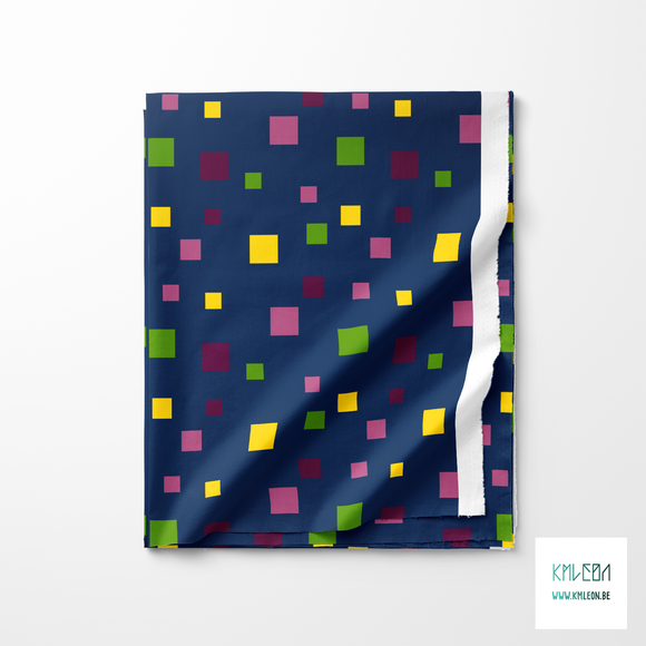 Pink, green, yellow and purple squares fabric