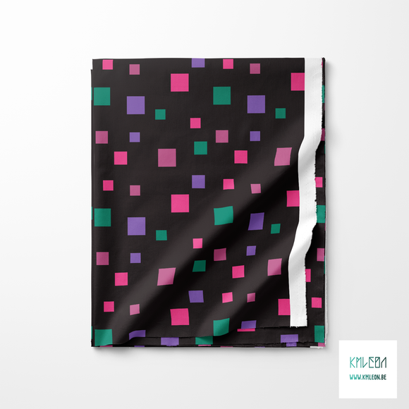 Pink, purple and green squares fabric