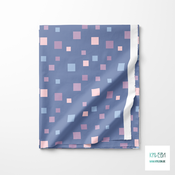 Purple, pink and blue squares fabric