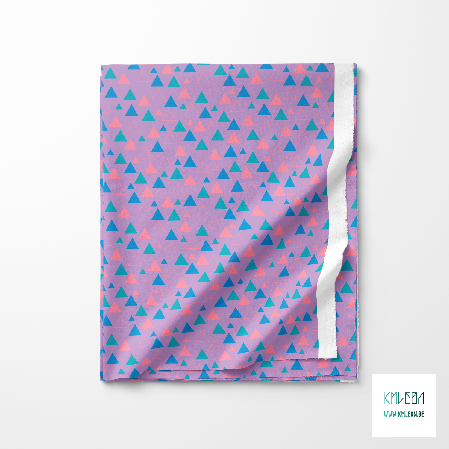Teal, pink and blue triangles fabric