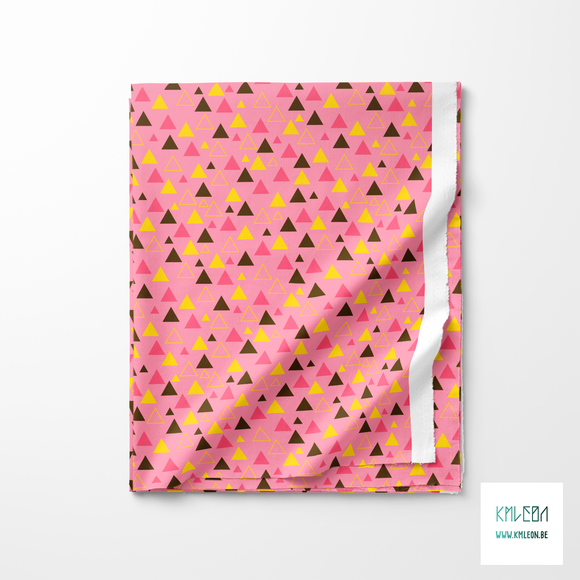 Pink, yellow and brown triangles fabric
