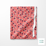 Navy, pink and mint green triangles fabric