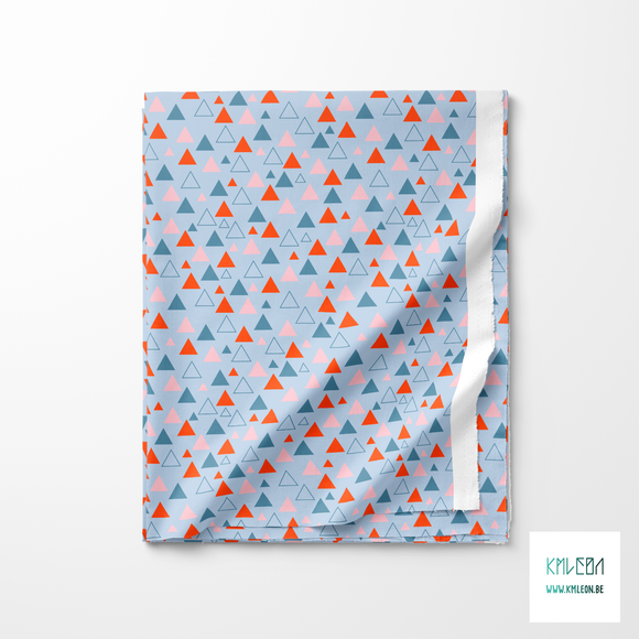 Blue, pink and orange triangles fabric