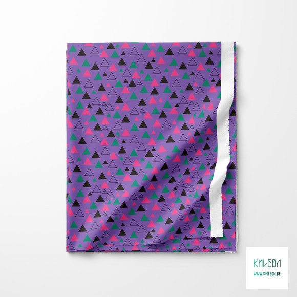 Pink, black and green triangles fabric