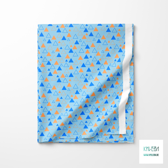 Blue and orange triangles fabric