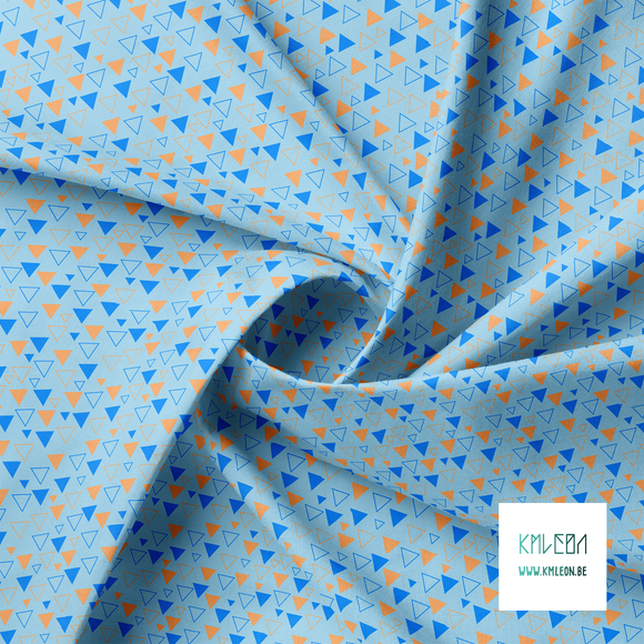 Blue and orange triangles fabric