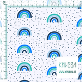 Blue and teal rainbows and dots fabric