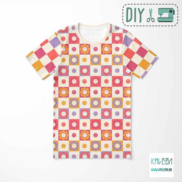 Smileys and flowers cut and sew t-shirt