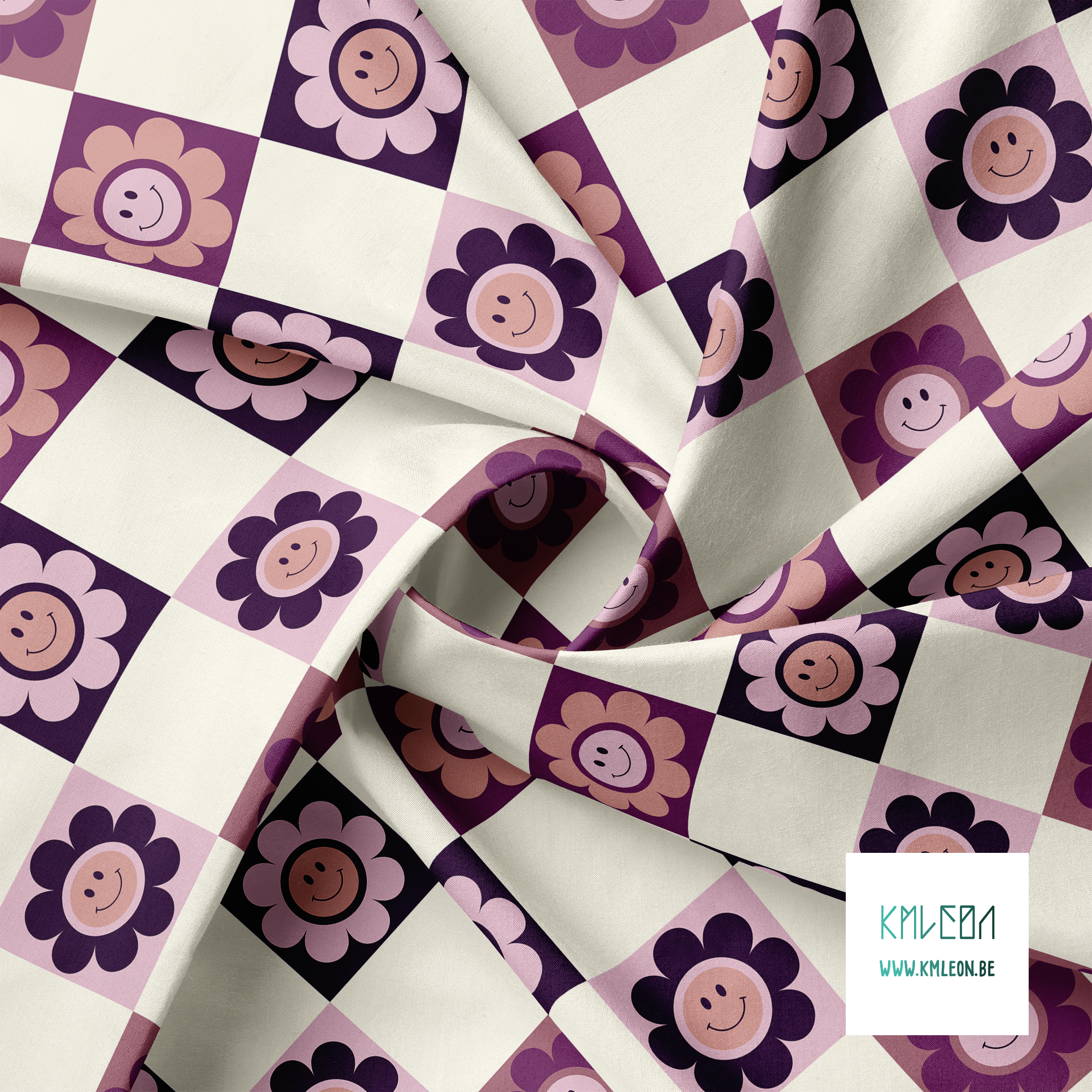 Smiley flowers fabric