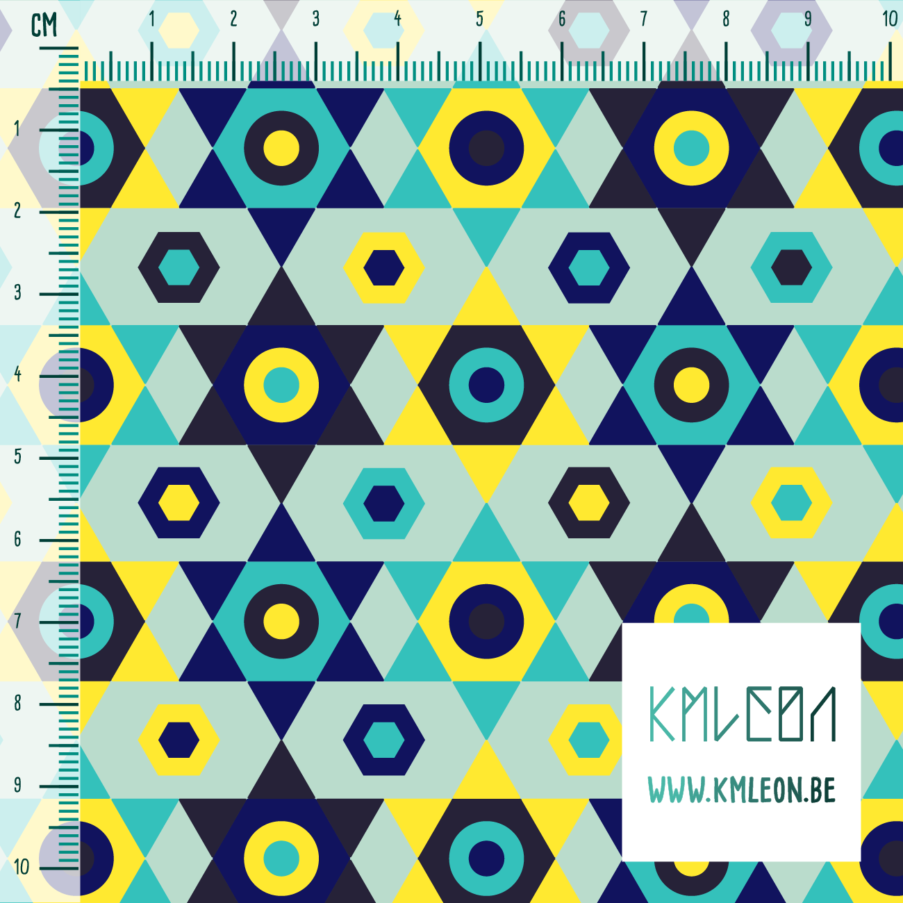 Yellow, teal and navy stars fabric