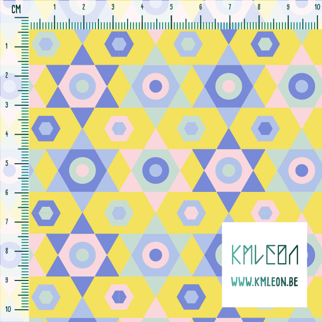 Mint green, pink and periwinkle stars fabric