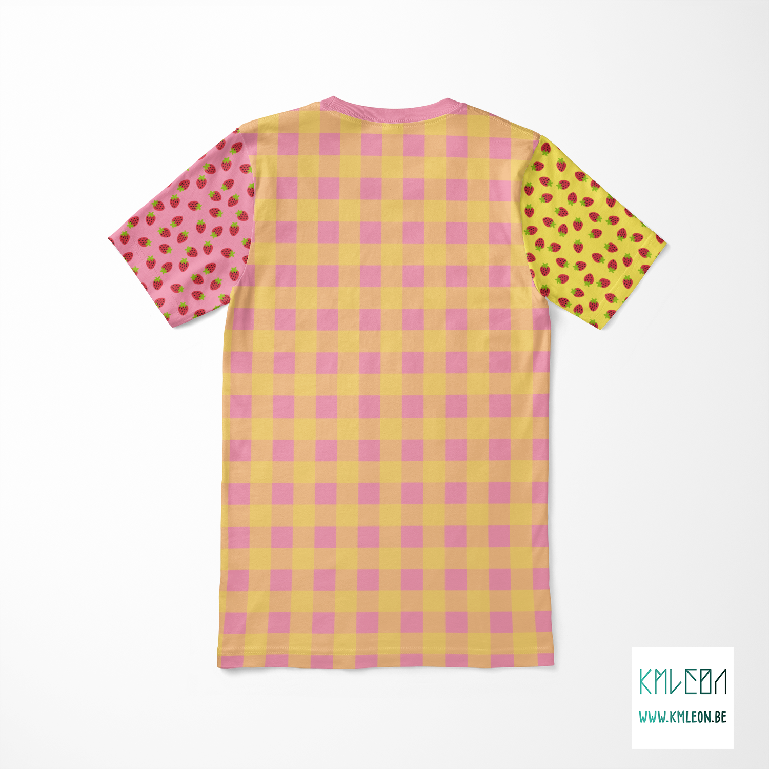 Gingham and strawberries cut and sew t-shirt