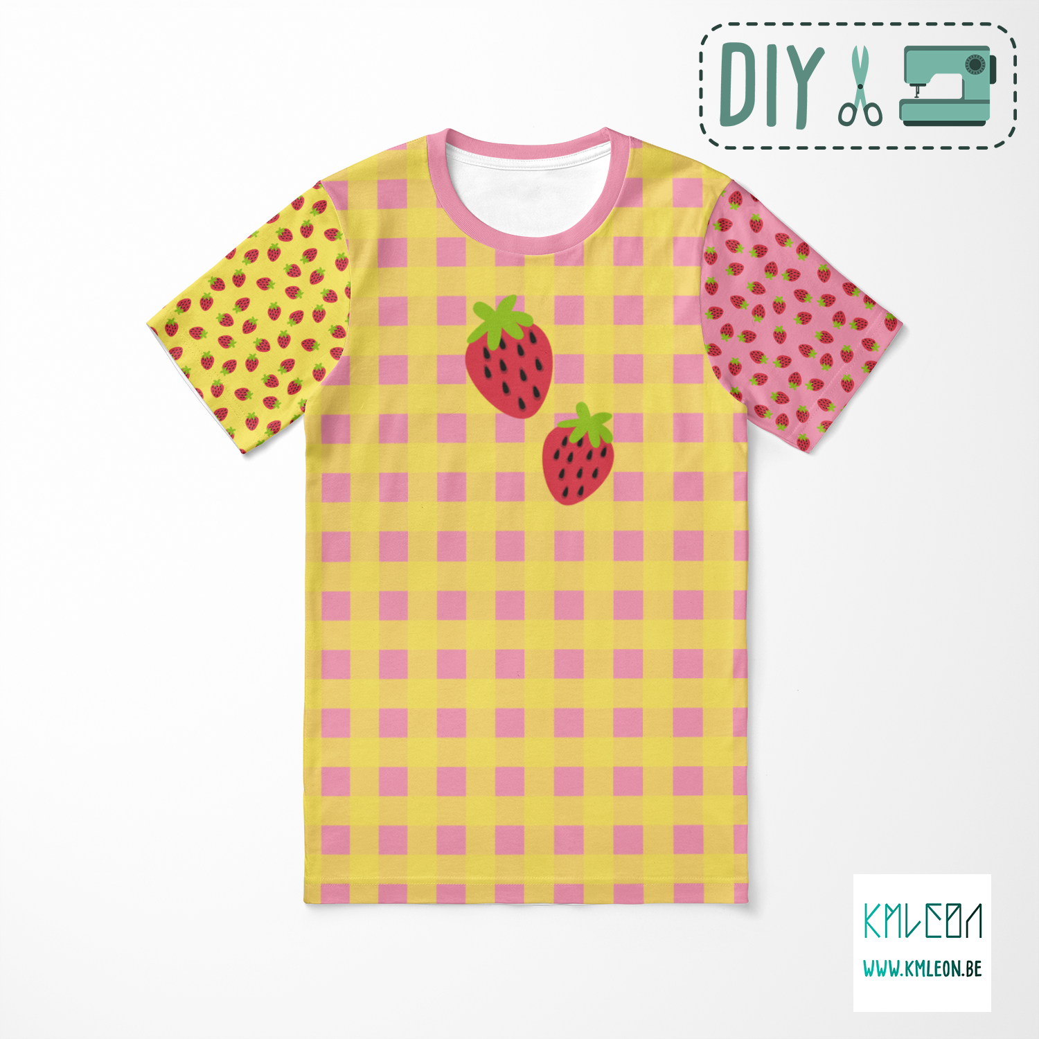 Ruiten en aardbeien knip en stik t-shirt ©