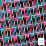 Pink, red, blue and teal tartan fabric