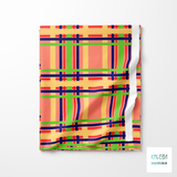 Green, blue, red and yellow tartan fabric