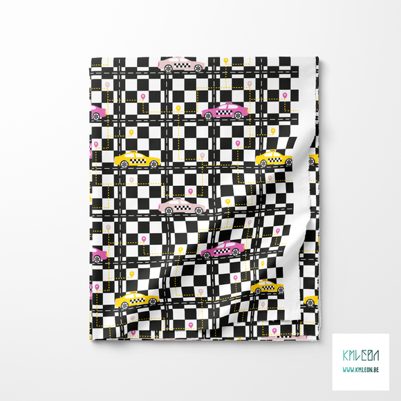 Yellow and pink taxis fabric