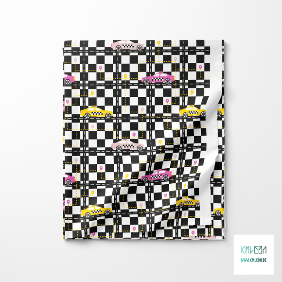 Gele en roze taxi's stof