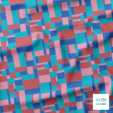 Blue, pink, teal and red rectangles fabric