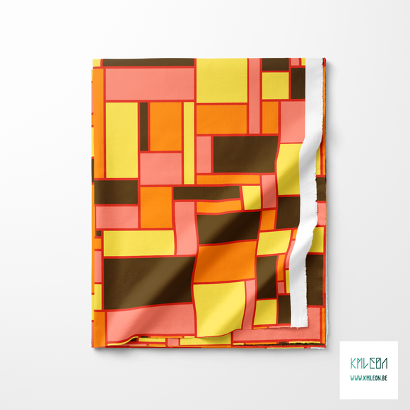 Yellow, orange, pink and brown rectangles fabric