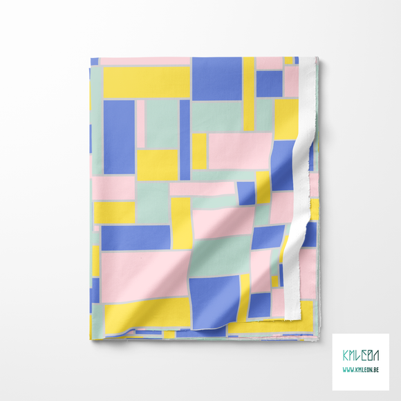 Pink, mint green, yellow and periwinkle rectangles fabric
