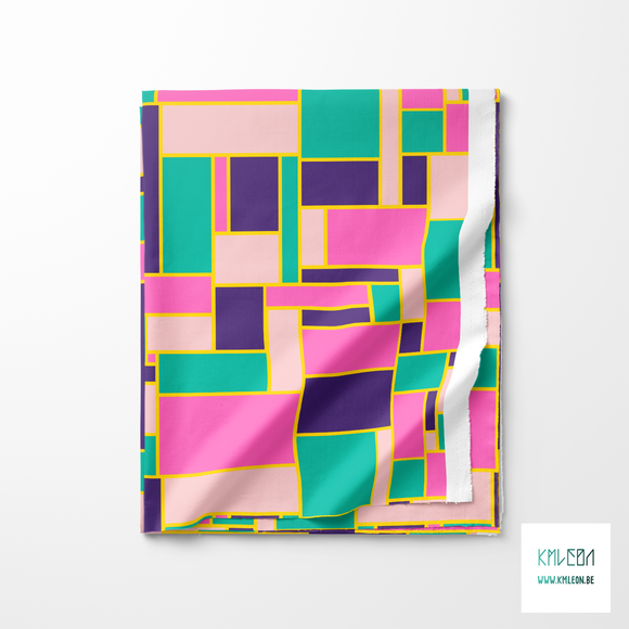 Purple, green and pink rectangles fabric