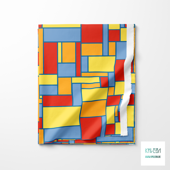 Red, orange, yellow and blue rectangles fabric