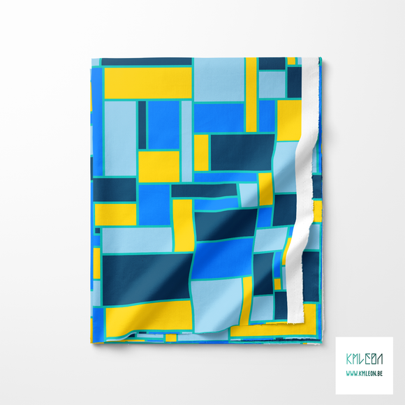 Navy, yellow and blue rectangles fabric