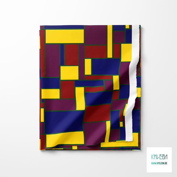 Blue, red, purple and yellow rectangles fabric