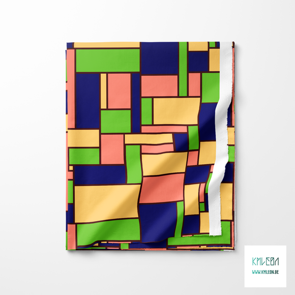 Pink, yellow, green and blue rectangles fabric