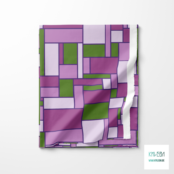 Purple and green rectangles fabric