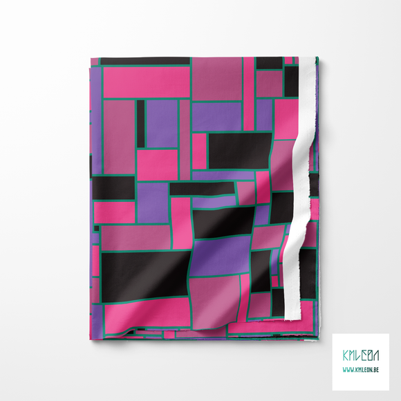 Black, pink and purple rectangles fabric