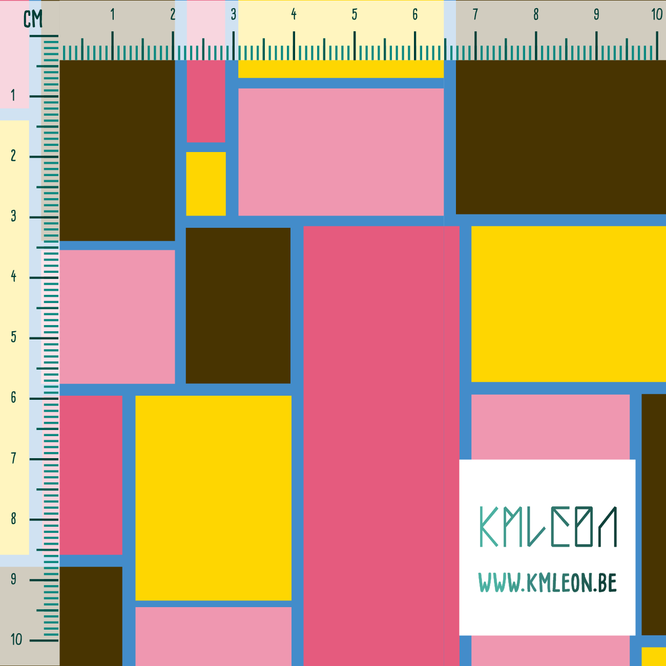 Pink, yellow and brown rectangles fabric