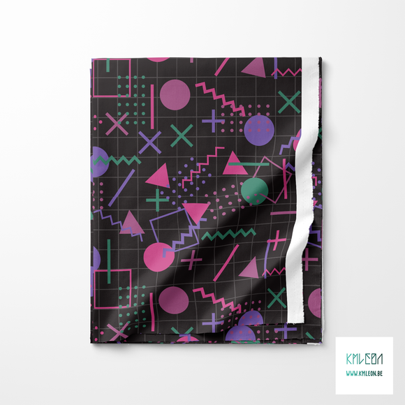 Purple, pink and green geometric shapes fabric