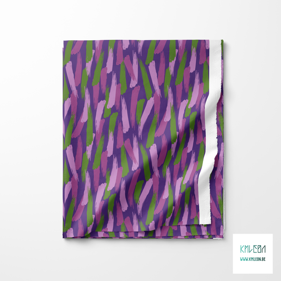 Purple and green brush strokes fabric
