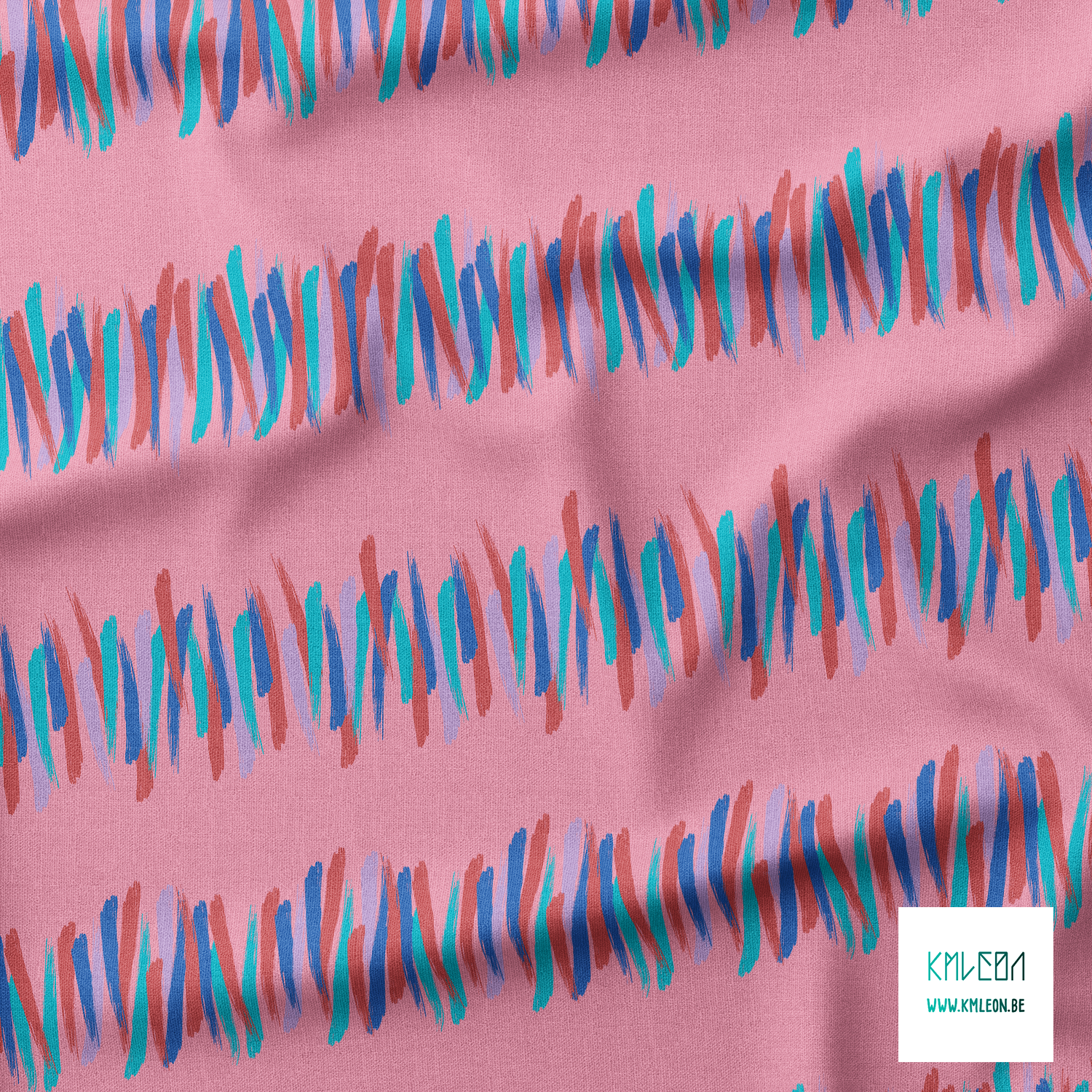 Paarse, blauwe, blauwgroene en rode penseelstreken stof