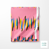 Pink, yellow, brown and blue brush strokes fabric