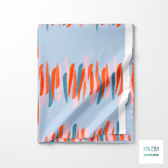 Orange, pink and blue brush strokes fabric