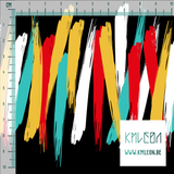 Yellow, white, red and teal brush strokes fabric