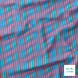Blue, pink, teal and red vertical stripes fabric