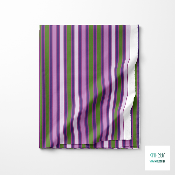 Purple and green vertical stripes fabric